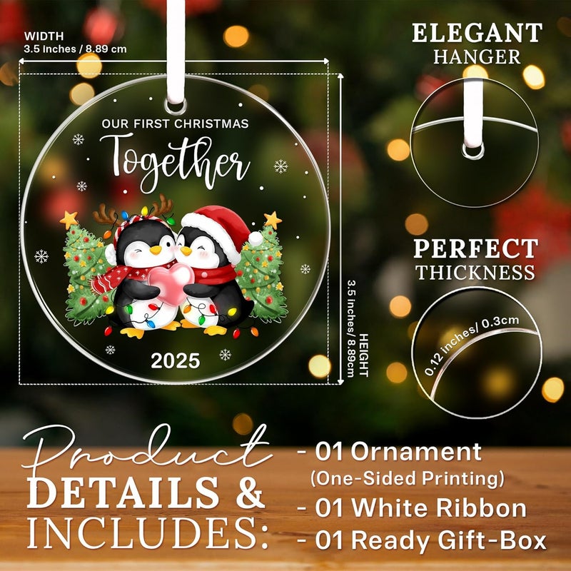 HEXMOZ First Christmas Together Ornament 2025 - Penguin Couples First Christmas Ornament - Couples Gifts for Him Her, Boyfriend Girlfriend, Married Couple Better Together Anniversary - Xmas Decoration - Image 3